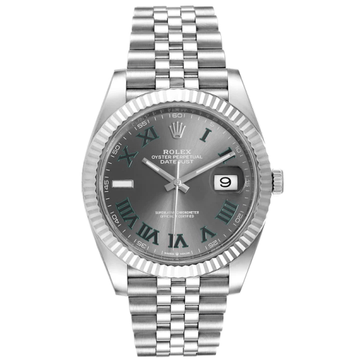 Rolex Datejust 41mm White Gold/Steel Slate Roman Dial Fluted Bezel 126334 (Jubilee)