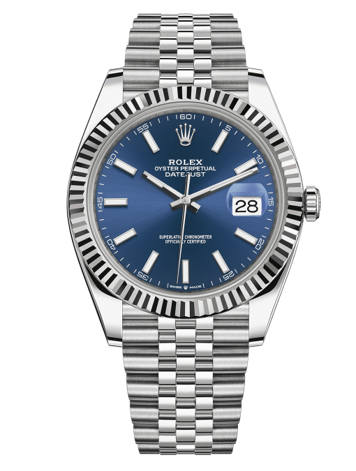 Rolex Datejust 41 White Gold/Steel Blue Dial Fluted Bezel 126334 (Jubilee)