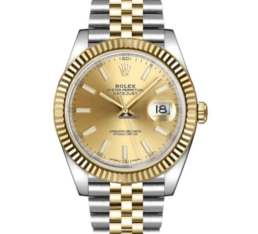 Rolex Datejust 41 Yellow Gold/Steel Champagne Dial Fluted Bezel 126333 (Jubilee)