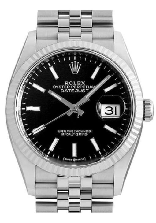 Rolex Datejust 41 White Gold/Steel Black Dial Fluted Bezel 126334 (Jubilee)