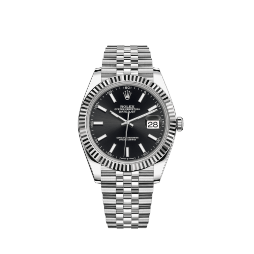 Rolex Datejust 41 White Gold/Steel Black Dial Fluted Bezel 126334 (Jubilee)