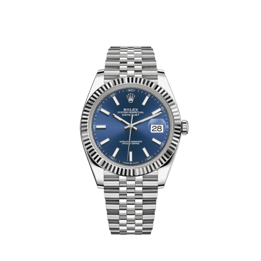 Rolex Datejust 41 White Gold/Steel Blue Dial Fluted Bezel 126334 (Jubilee)