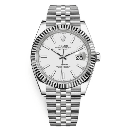 Rolex Datejust 41 White Gold/Steel White Dial Fluted Bezel 126334 (Jubilee)