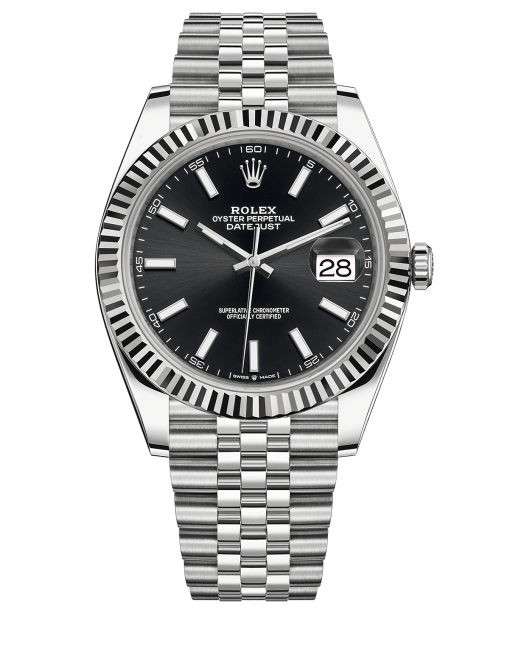 Rolex Datejust 41 White Gold/Steel Black Dial Fluted Bezel 126334 (Jubilee)