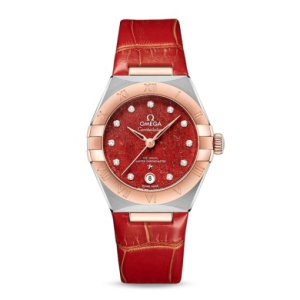 Omega Constellation Women Automatic Red Leather Watch O13123292099002