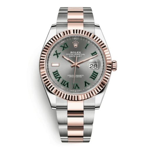 Rolex Datejust 41 Rose Gold/Steel Slate Roman Dial Fluted Bezel (OYSTER) 126331